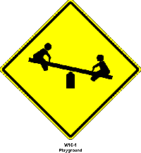 US traffic warning sign for playground